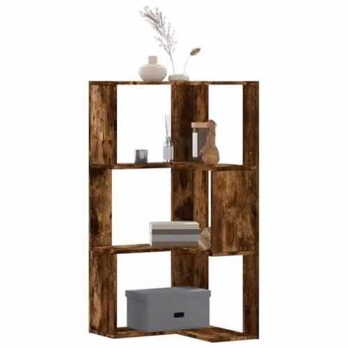 vidaXL 3-Tier Corner Bookcase in Brown Engineered Wood, W/D/H: 50 x 50 x 102 cm – 1