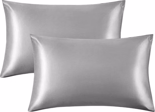 Intimates Satin Faux Silk Pillowcase Pair in Silver, W: 50 cm, L: 75 cm