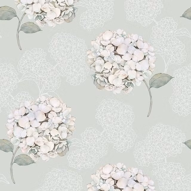 I Love Wallpaper Hydrangea Harmony Botanical Floral Wallpaper in Sage Green