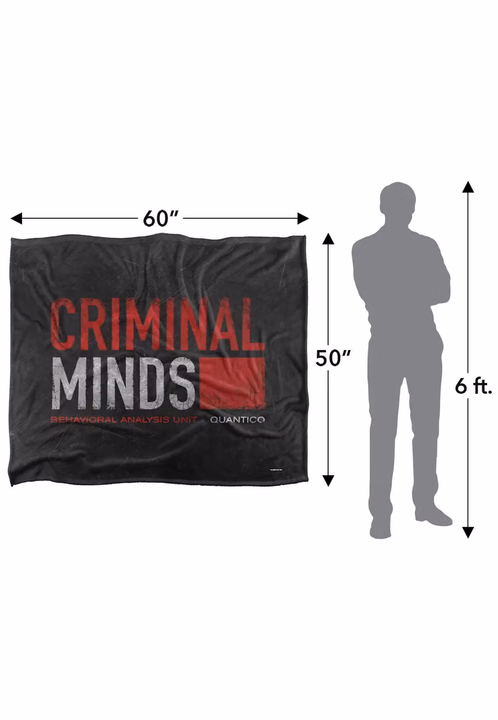 Trevco Criminal Minds Logo Silky Touch Super Soft Fleece Throw Blanket in White, W/D/H: 152 x 127 cm – 7