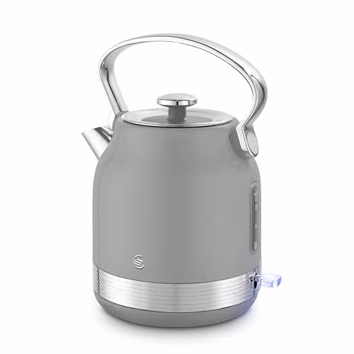 Swan Retro Traditional Kettle in Grey and Stainless Steel, 1.7 l