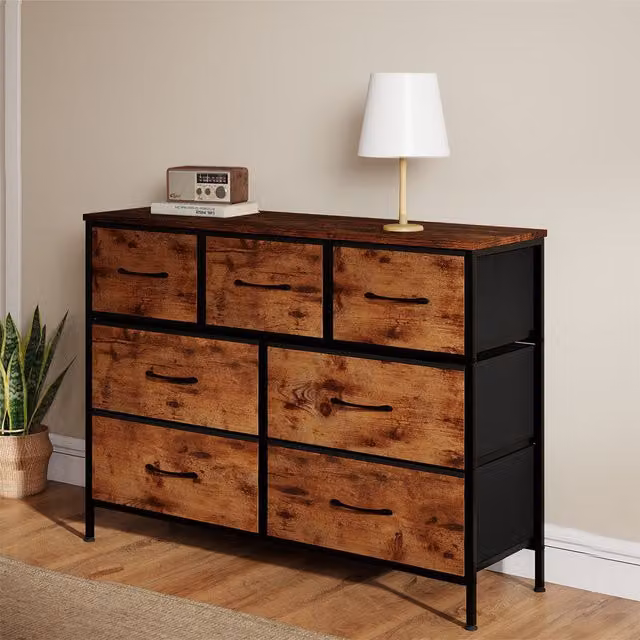 Levede Brown 7 Drawer Storage Cabinet Tower Chest