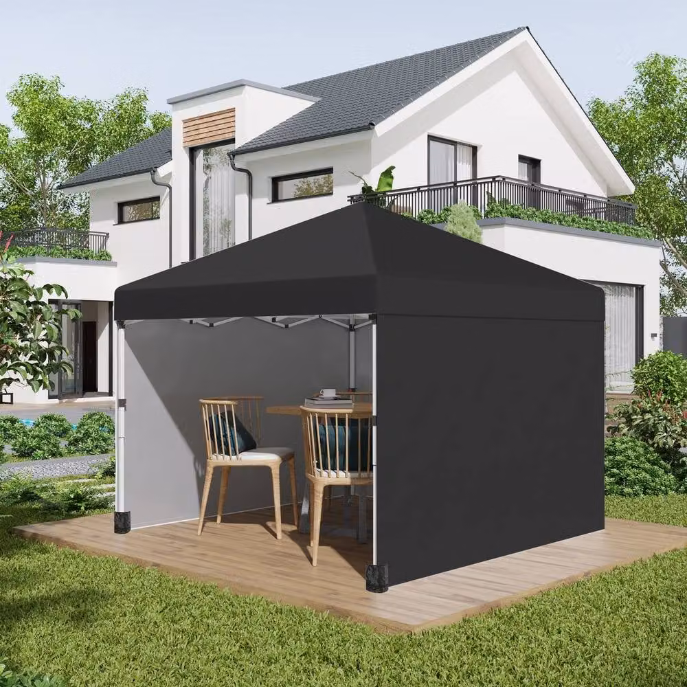 Outsunny Black Pop Up Gazebo with Sidewalls and Wheeled Bag W/D/H: 300 x 300 x 275 cm – 4
