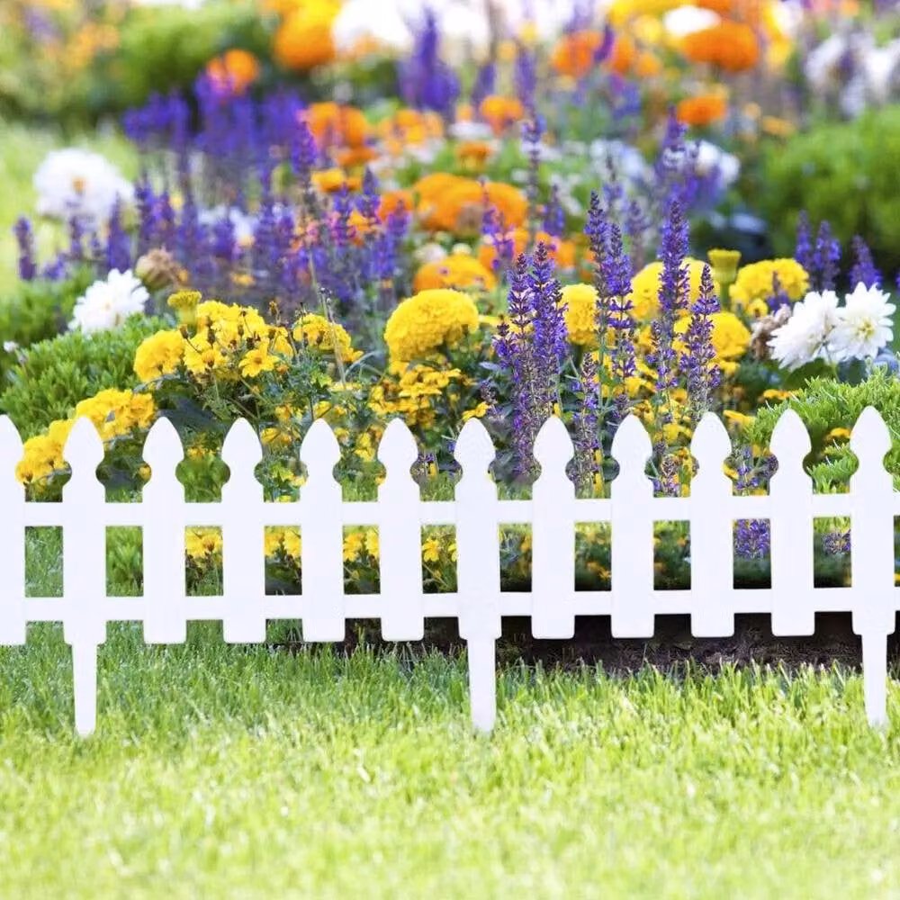 NESTLUNE White Garden Edging Picket Fence Border, W: 100 cm, H: 60 cm – 4