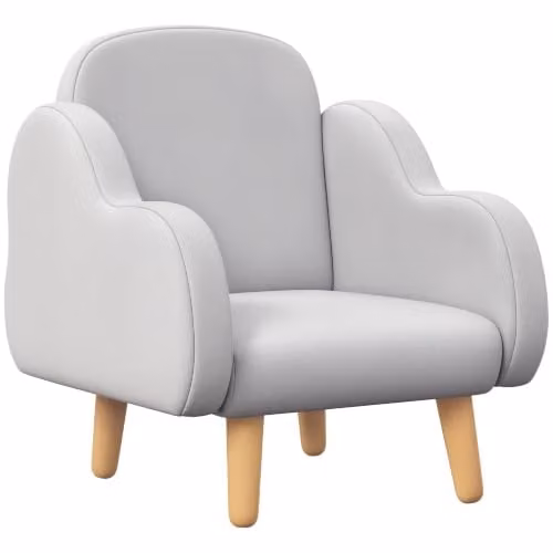 ZONEKIZ Grey Velvet Kids Armchair for Children