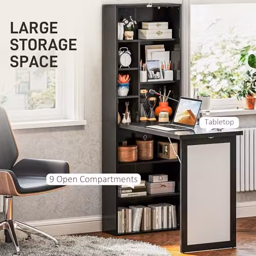 HOMCOM Wall Mounted Folding Computer Desk with Whiteboard in Black or White – 5