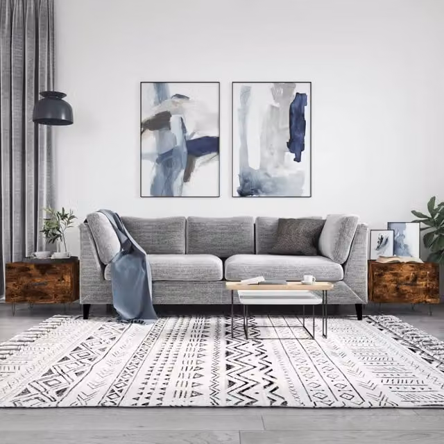 Berkfield Home Set of 2 Smoked Oak Coffee Tables in Brown, W/D/H: 50 x 50 x 40 cm