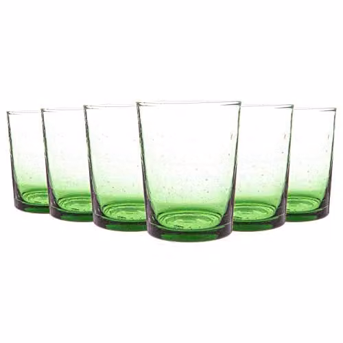 Nicola Spring Meknes Hand-Blown Green Glass Tumblers, Set of 6, 215ml