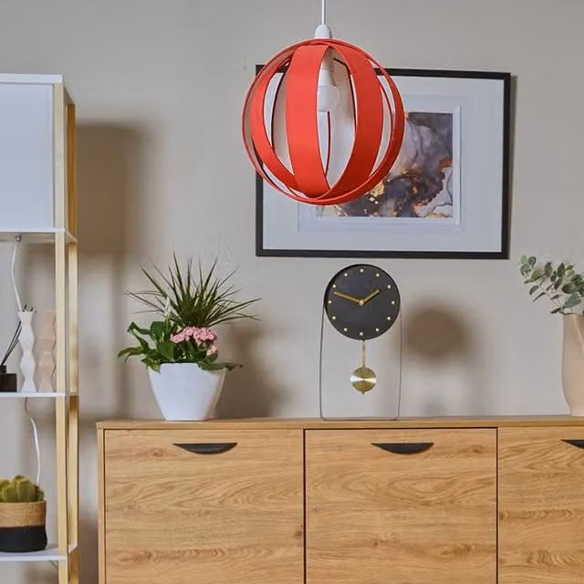 ValueLights Modern Red and White Fabric Sphere Globe Ceiling Pendant Light Shade