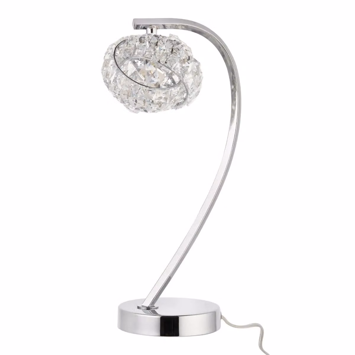 Pagazzi Monaco Chrome and Crystal Table Lamp in Silver, H 36 cm x W 16 cm x D 16 cm – 2