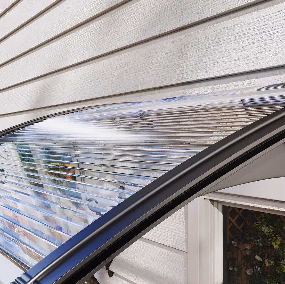 STILVORA Front Door Canopy with White Aluminium Frame and Clear Polycarbonate UV Cover – 4