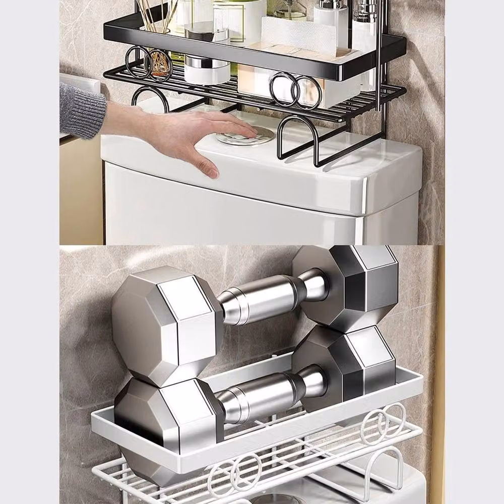 VOGREX 3-Tier Large Over The Toilet Storage Shelf in Black – 4