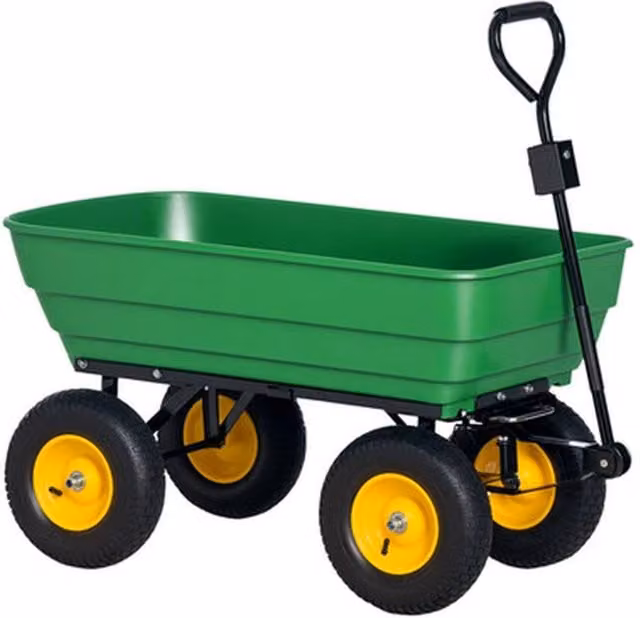 NESTLUNE 125L Garden Cart Trolley Dump Wheelbarrow in Green – 1