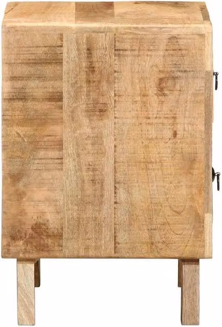 Berkfield Home Beautiful Bedside Cabinet Set of 2, Solid Rough Mango Wood in Brown, W/D/H: 40 x 32 x 46 cm