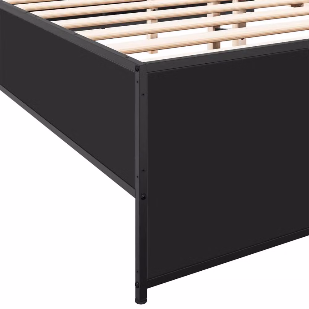 Berkfield Home Double Bed Frame in Black, W: 135 cm, L: 190 cm – 4