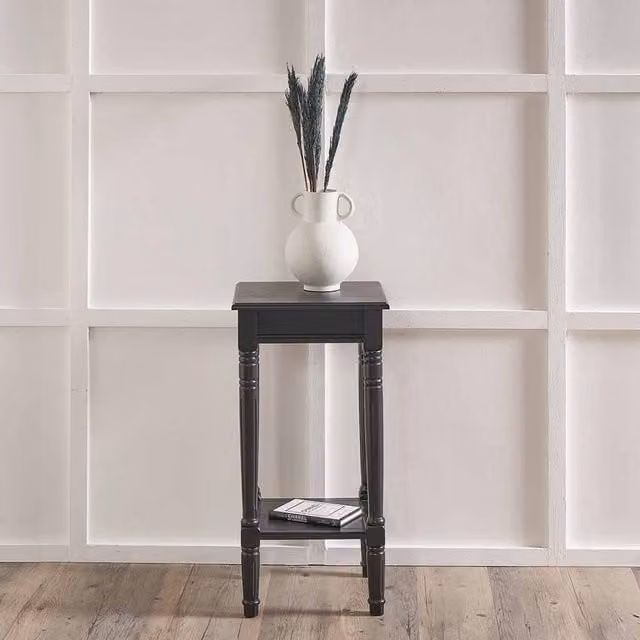 Pacific Lifestyle Mid-Century Tall Square Side Table in Black Wood
