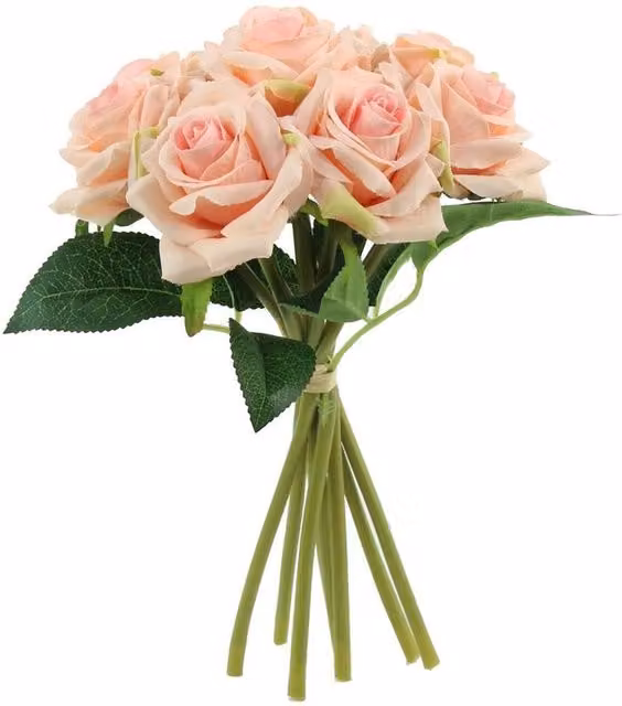 Kingsbury Gifts Artificial Arundel Rose Bouquet in Peach and Pink