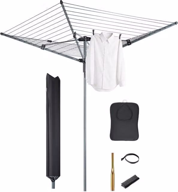 VonHaus Rotary Airer in Grey, Height: 197.7 cm