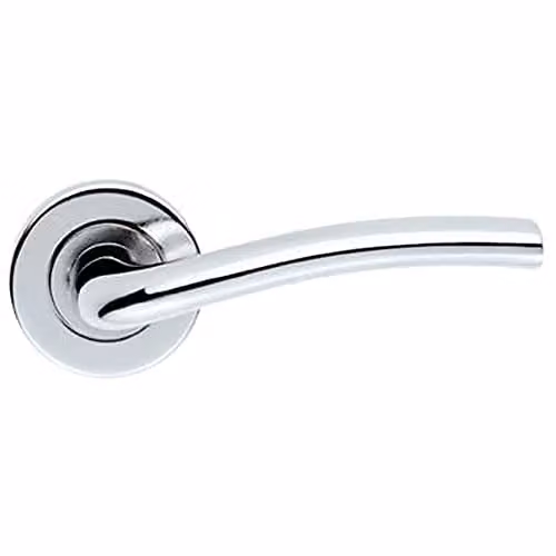 Loops Pair of Raised Lever Door Handles with Smooth Edges and Concealed Fix Round Rose in Polished Chrome