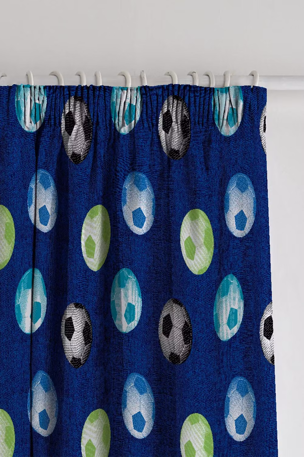 Catherine Lansfield Football Pencil Pleat Lined Curtains, Blue, Width: 167.64 cm, Height: 182.88 cm – 3