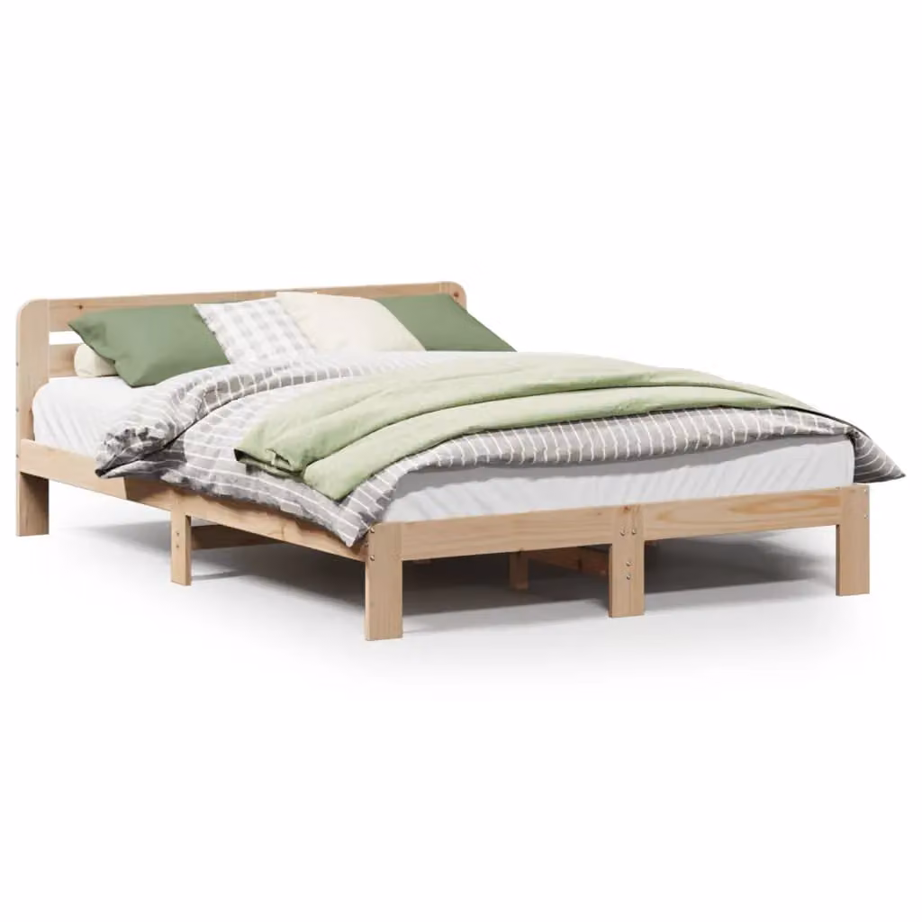 Berkfield Home Small Double Bed Frame in Brown Solid Pine Wood, W/D/H: 120 x 200 cm – 2