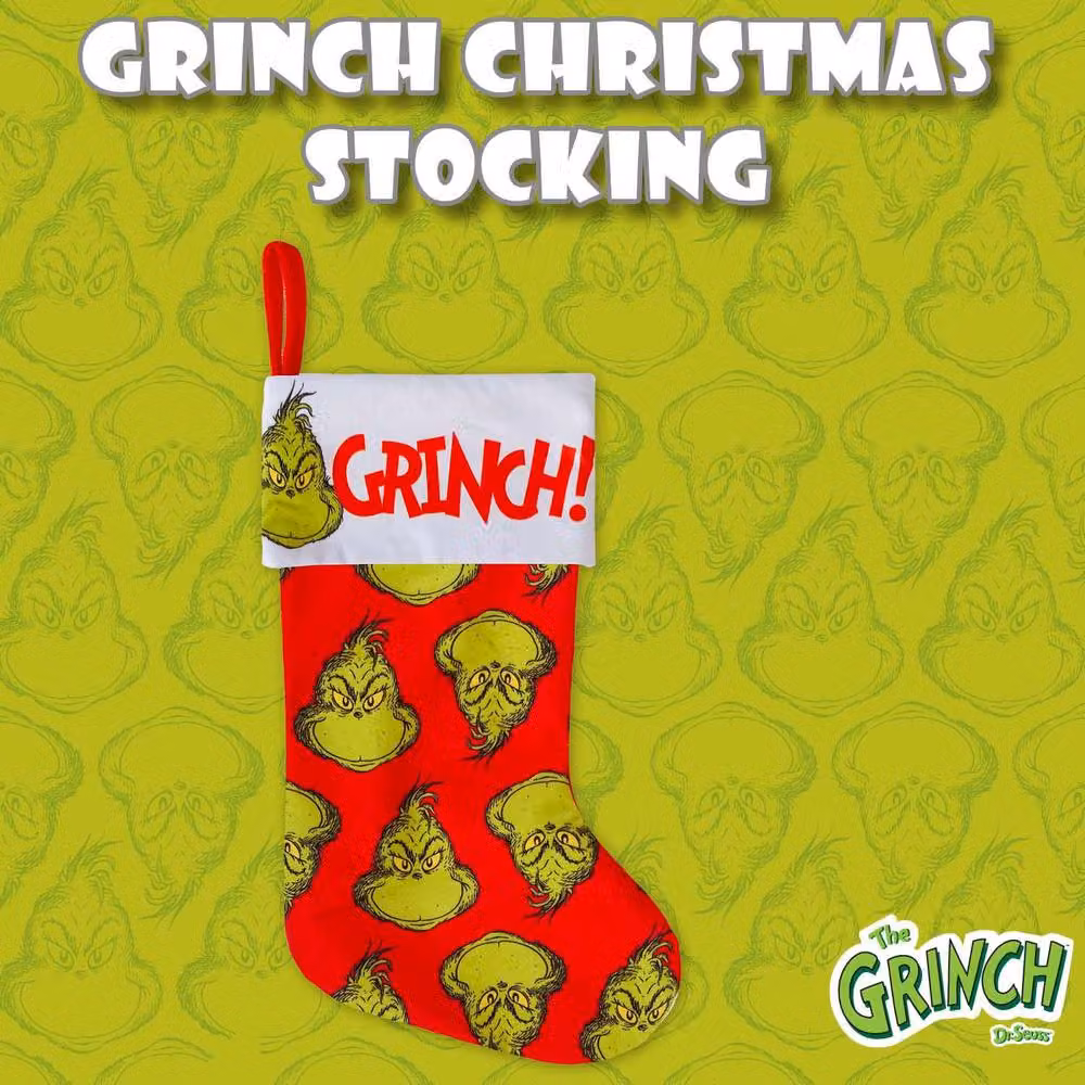 VFM e-Store Grinch Christmas Stocking in Red, White and Multicolour, H 40 cm x W 26 cm x D 26 cm – 3