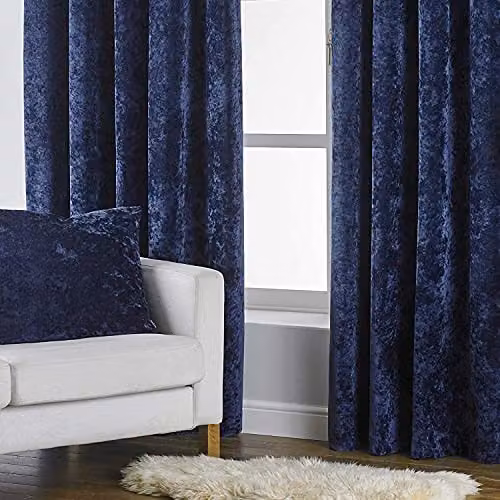 Paoletti Verona Blue Crushed Velvet Eyelet Curtain Pair, H 229 cm x W 137 cm – 3
