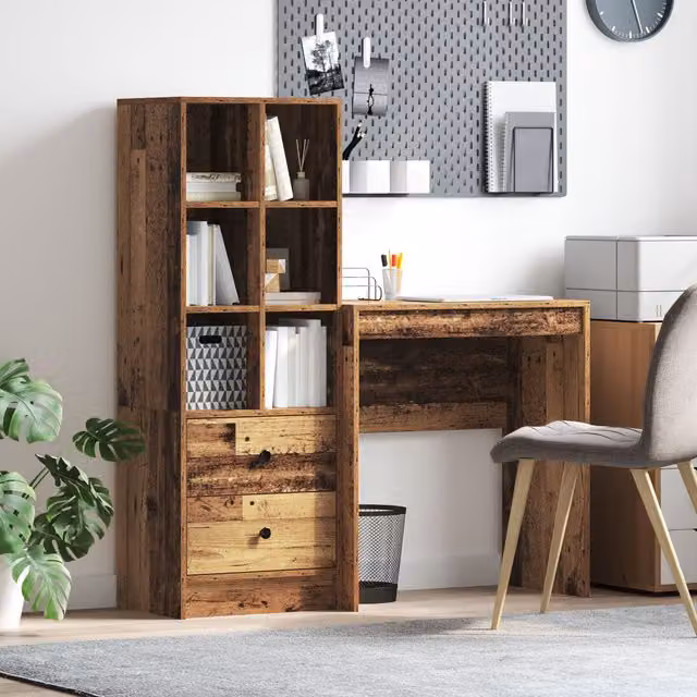 Berkfield Modern Writing Desk with Storage in Brown Engineered Wood