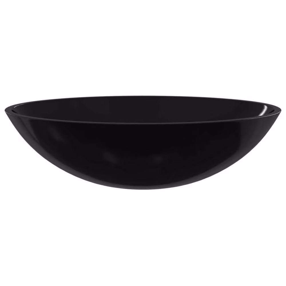 Berkfield Home Black Glass Countertop Basin, W: 50 cm, D: 37 cm, H: 14 cm – 3