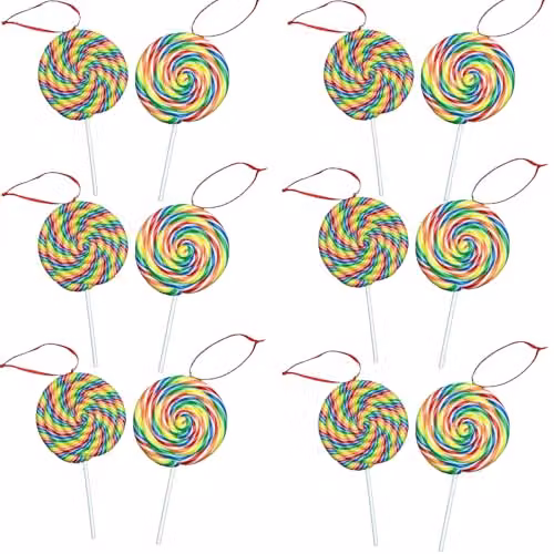 Shatchi 12-piece set of multicolour lollipop and candy cane Christmas tree hanging decorations