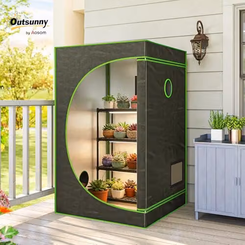 Outsunny Reflective Mylar Grow Tent in Black, W/D/H: 120 x 120 x 200 cm – 2
