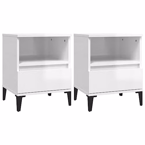 vidaXL Set of 2 High Gloss White Bedside Cabinets, W/D/H: 40 x 35 x 50 cm – 1