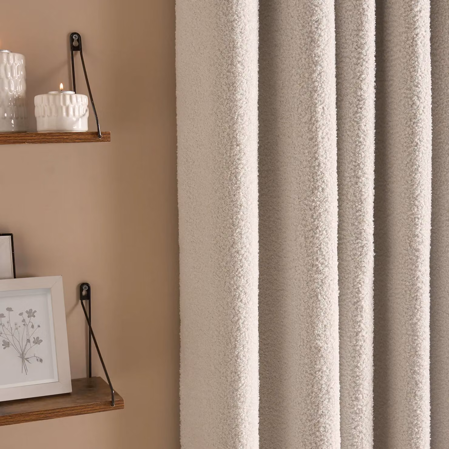 OHS Pair of Cream Boucle Blackout Eyelet Curtains, Width: 228 cm, Drop: 228 cm – 2