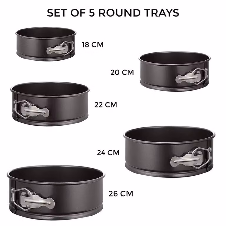 SPETLEK 10-Piece Non-Stick Springform Cake Tin Set in Black, including Round and Square Tins
