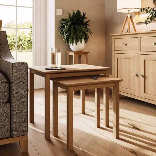 FWStyle Taberno Nest of 2 Tables in Brown Oak Veneer