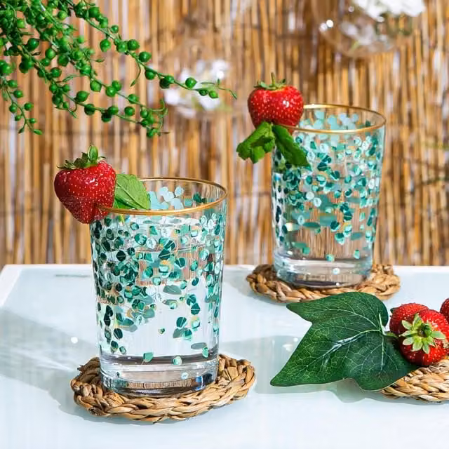 LAV Bodega Green Highball Tumbler Glasses, Pack of 6, 520ml