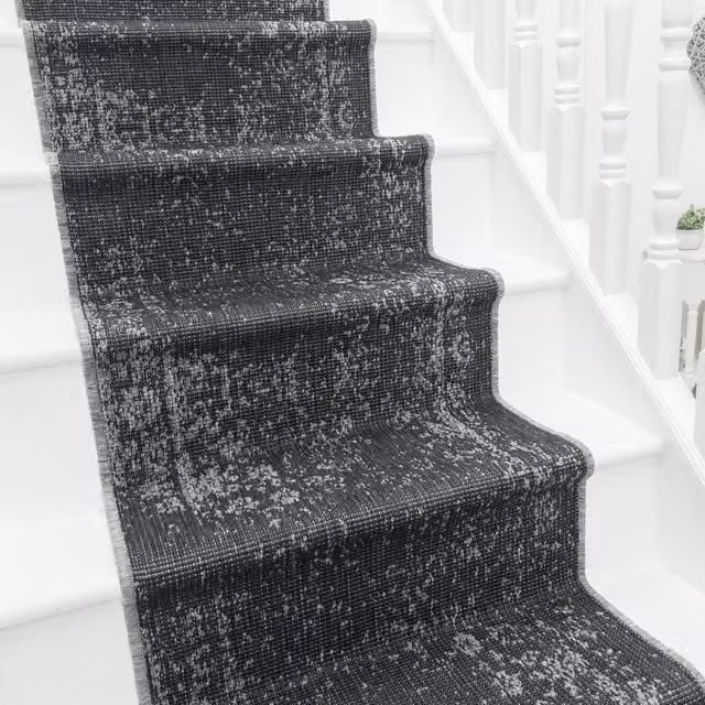 runrug Tapestry Stair Runner Carpet, Reversible and Durable, Black, W: 60 cm, L: 510 cm – 1