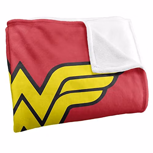 DC Originals Wonder Woman Logo Super Soft Fleece Throw Blanket, White and Multicolour, W/D: 152 x 127 cm – 2