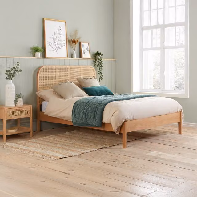 Birlea Margot Double Rattan Bed in Oak