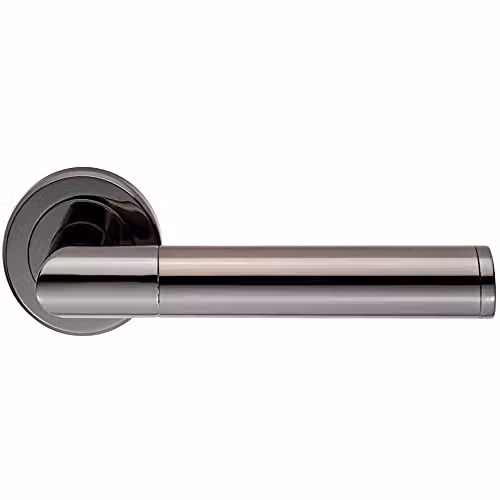 Loops Pair Sectional Round Bar Handle on Round Rose in Black Nickel with Concealed Fixings