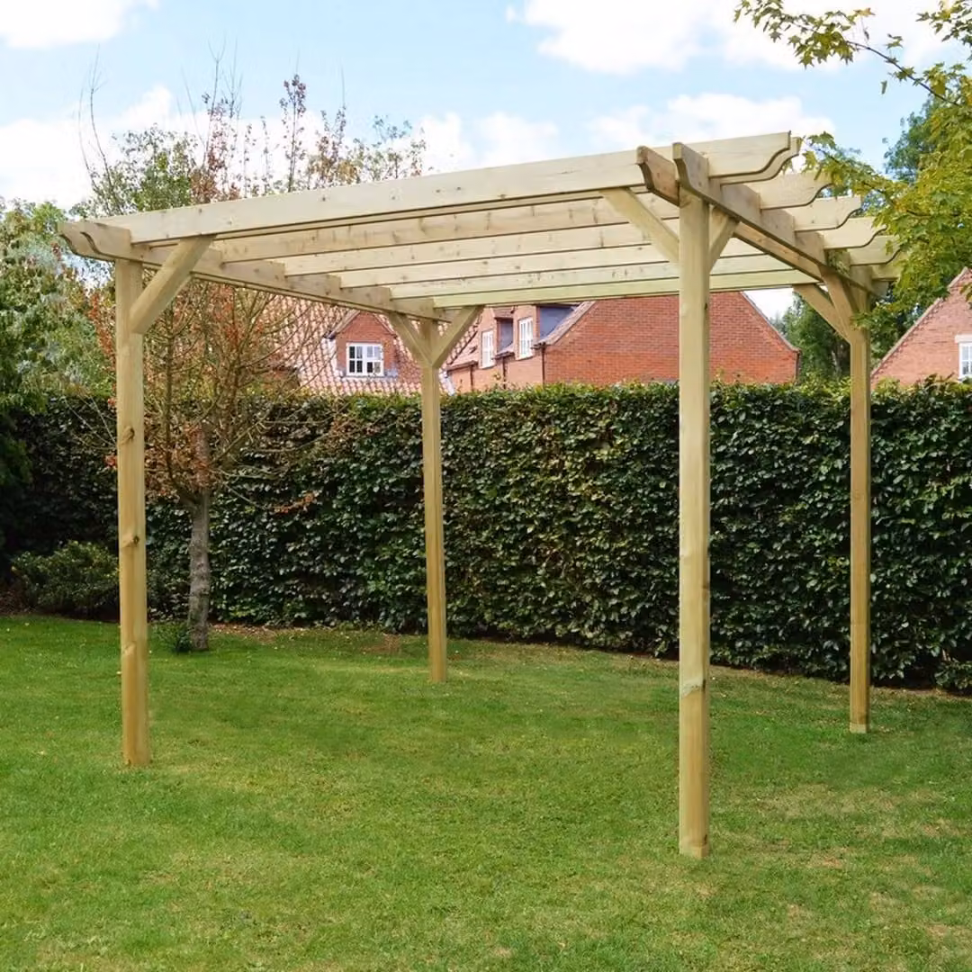 Rutland County Garden Furniture Ltd Double Garden Pergola in Rustic Brown and Light Green, Wood, W/D/H: 180 x 180 x 270 cm – 2