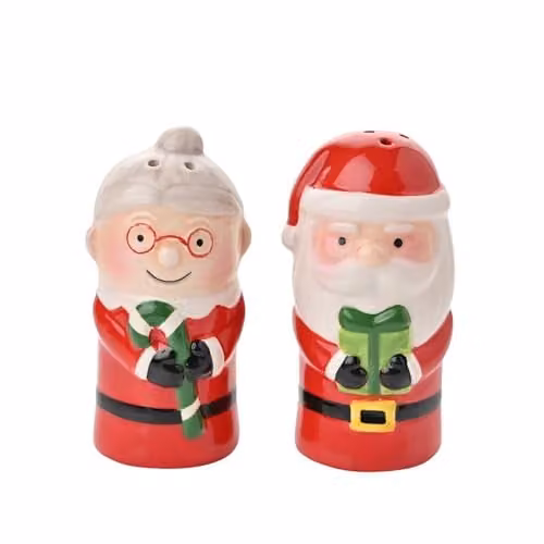 Widdop and Co Santa and Friend Christmas Ceramic Salt and Pepper Shakers in Multicolour