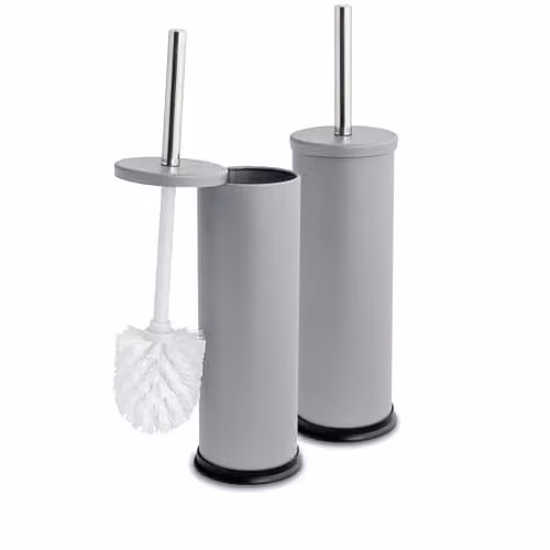 Harbour Housewares Matte Grey Toilet Brush and Holder Set of 2, Stainless Steel Bathroom Accessories with Non-Slip Bases – 1