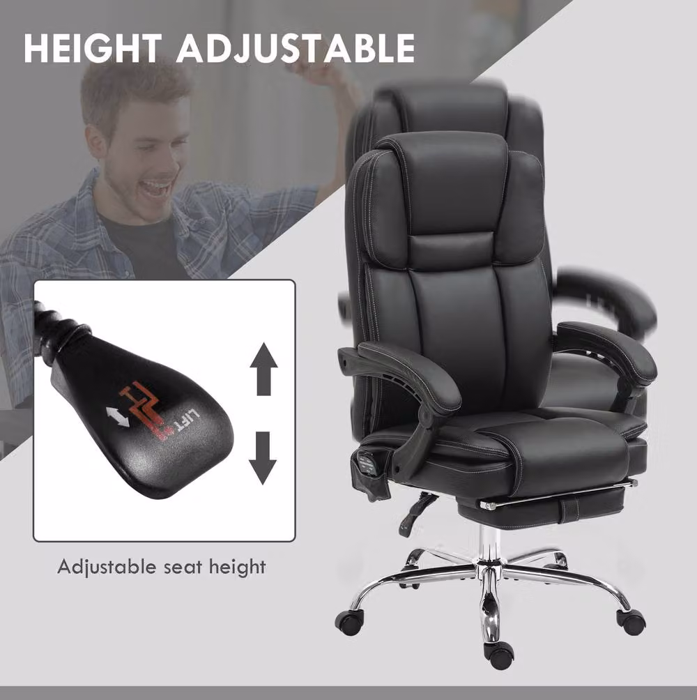 STILVORA Executive Office Chair in Black with Synthetic Leather, Headrest and Armrests – 5