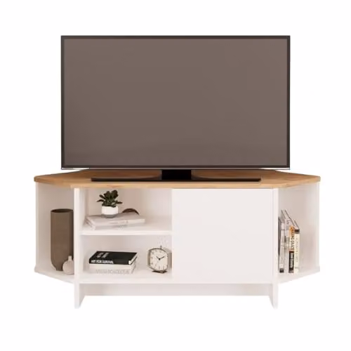 BIMOSSA Teo Modern Corner TV Stand in White or Black