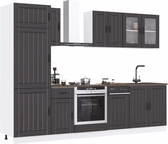 Berkfield Home Kalmar 8 Piece Modern Black Matt Kitchen Cabinet Set