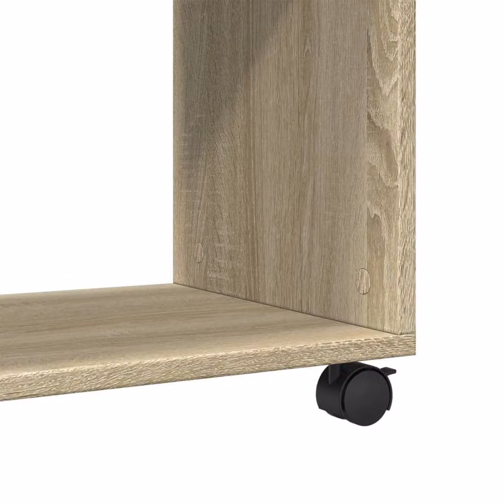 Berkfield Home Side Table with Wheels in Sonoma Oak and Beige, W/D/H: 70 x 35 x 60 cm – 5