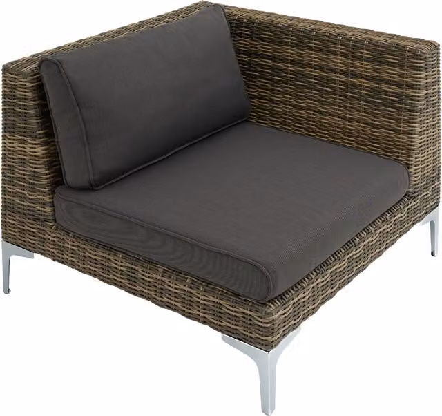 tectake Modern Rattan Garden Left Corner Chair in Anthracite Grey