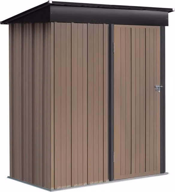 Kidkid Rustic Metal Pent Tall Cabinet in Brown and Black Matt Finish