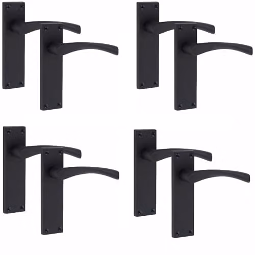 Golden Grace Victorian Scroll Latch Handles, Matt Black, 4 Pairs